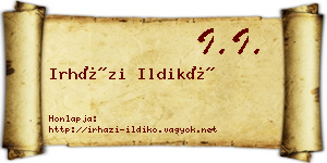 Irházi Ildikó névjegykártya